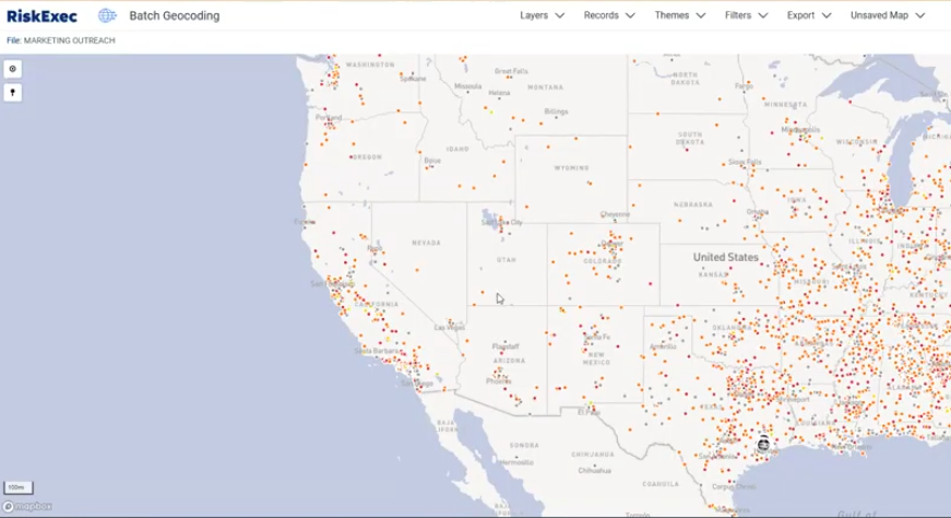 Screenshot of RiskExec's mapping functionality. Screenshot of RiskExec's mapping functionality.